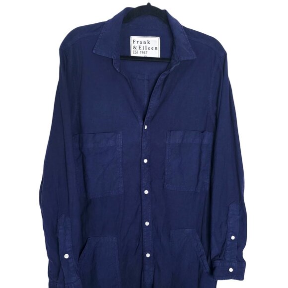 Frank & Eileen Northern Ireland Jumpsuit Navy Blue Italian Linen Size M - Picture 5 of 9